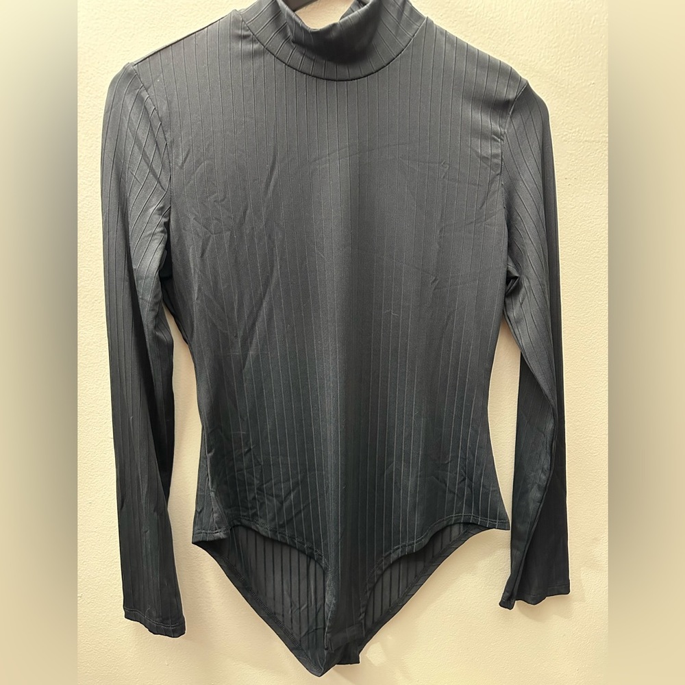 Black turtleneck bodysuit